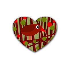 Red cute bird Heart Coaster (4 pack) 