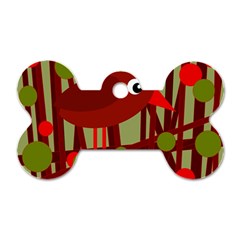 Red Cute Bird Dog Tag Bone (one Side) by Valentinaart