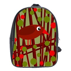 Red cute bird School Bags(Large) 