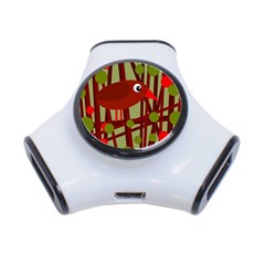 Red cute bird 3-Port USB Hub