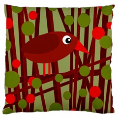 Red Cute Bird Large Cushion Case (one Side) by Valentinaart