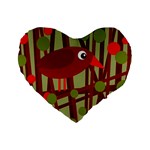 Red cute bird Standard 16  Premium Heart Shape Cushions Front