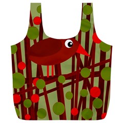 Red Cute Bird Full Print Recycle Bags (l)  by Valentinaart