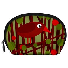 Red cute bird Accessory Pouches (Large) 