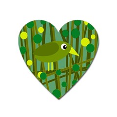 Cute Green Bird Heart Magnet