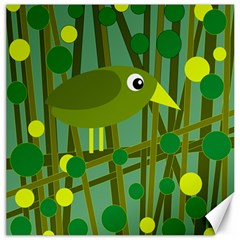 Cute Green Bird Canvas 16  X 16   by Valentinaart