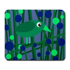 Green And Blue Bird Large Mousepads by Valentinaart