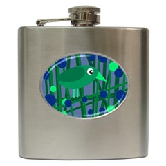 Green And Blue Bird Hip Flask (6 Oz) by Valentinaart