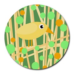 Yellow Little Bird Round Mousepads by Valentinaart