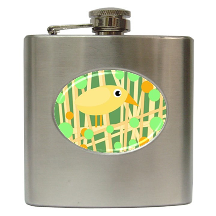 Yellow little bird Hip Flask (6 oz)