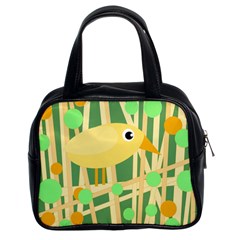 Yellow Little Bird Classic Handbags (2 Sides) by Valentinaart