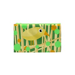 Yellow Little Bird Cosmetic Bag (xs) by Valentinaart