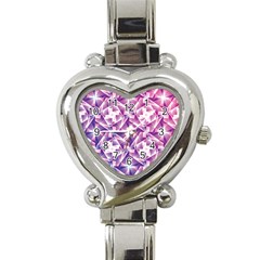 Purple Shatter Geometric Pattern Heart Italian Charm Watch by TanyaDraws