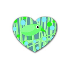 Green Bird Heart Coaster (4 Pack)  by Valentinaart