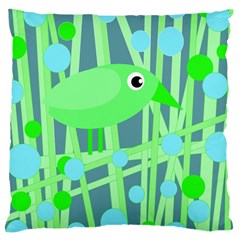 Green Bird Large Cushion Case (two Sides) by Valentinaart