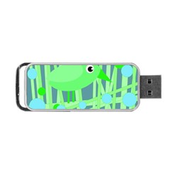 Green Bird Portable Usb Flash (two Sides) by Valentinaart