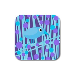 Blue And Purple Bird Rubber Square Coaster (4 Pack)  by Valentinaart