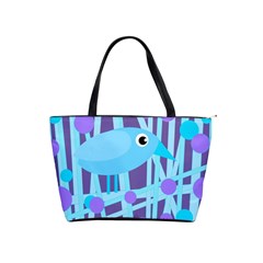 Blue And Purple Bird Shoulder Handbags by Valentinaart