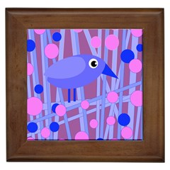 Purple And Blue Bird Framed Tiles