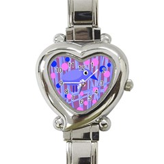 Purple And Blue Bird Heart Italian Charm Watch by Valentinaart