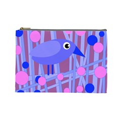 Purple And Blue Bird Cosmetic Bag (large)  by Valentinaart