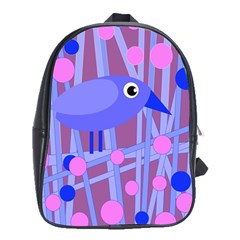 Purple And Blue Bird School Bags (xl)  by Valentinaart