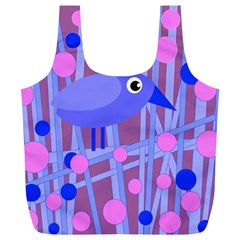 Purple And Blue Bird Full Print Recycle Bags (l)  by Valentinaart