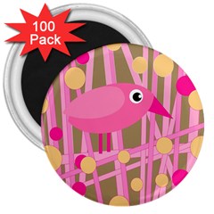 Pink Bird 3  Magnets (100 Pack) by Valentinaart