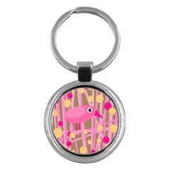 Pink Bird Key Chains (round)  by Valentinaart