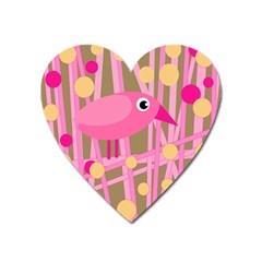 Pink Bird Heart Magnet by Valentinaart