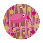 Pink bird Round Ornament (Two Sides)  Front