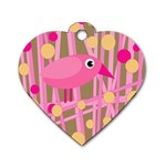 Pink bird Dog Tag Heart (Two Sides) Front