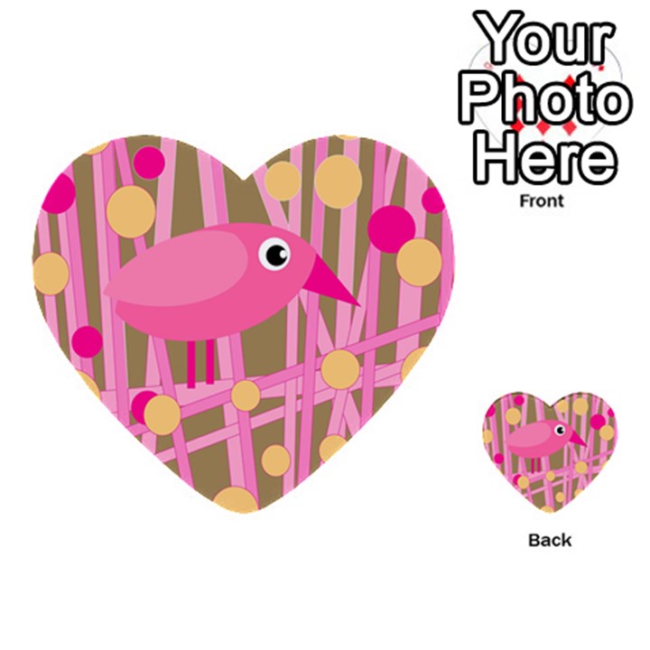 Pink bird Multi-purpose Cards (Heart) 