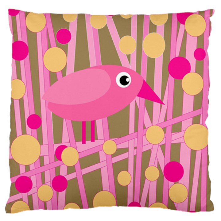 Pink bird Large Flano Cushion Case (One Side)