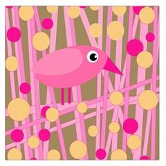 Pink Bird Large Satin Scarf (square)
