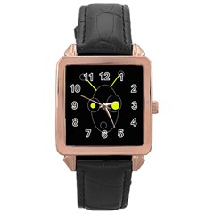 Yellow Alien Rose Gold Leather Watch 
