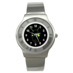 Green Alien Stainless Steel Watch by Valentinaart