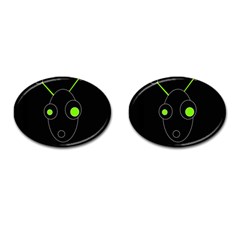 Green Alien Cufflinks (oval) by Valentinaart