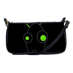 Green Alien Shoulder Clutch Bags by Valentinaart