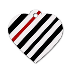 Red, Black And White Lines Dog Tag Heart (two Sides) by Valentinaart
