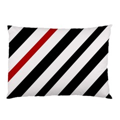 Red, Black And White Lines Pillow Case (two Sides) by Valentinaart