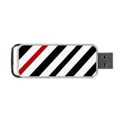 Red, Black And White Lines Portable Usb Flash (two Sides) by Valentinaart