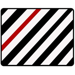 Red, Black And White Lines Double Sided Fleece Blanket (medium)  by Valentinaart