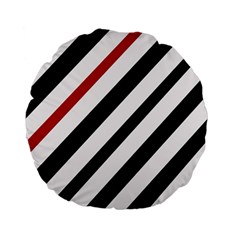 Red, Black And White Lines Standard 15  Premium Flano Round Cushions by Valentinaart