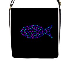 Purple Fish Flap Messenger Bag (l)  by Valentinaart