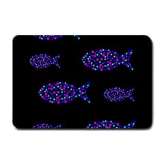 Purple Fishes Pattern Small Doormat  by Valentinaart