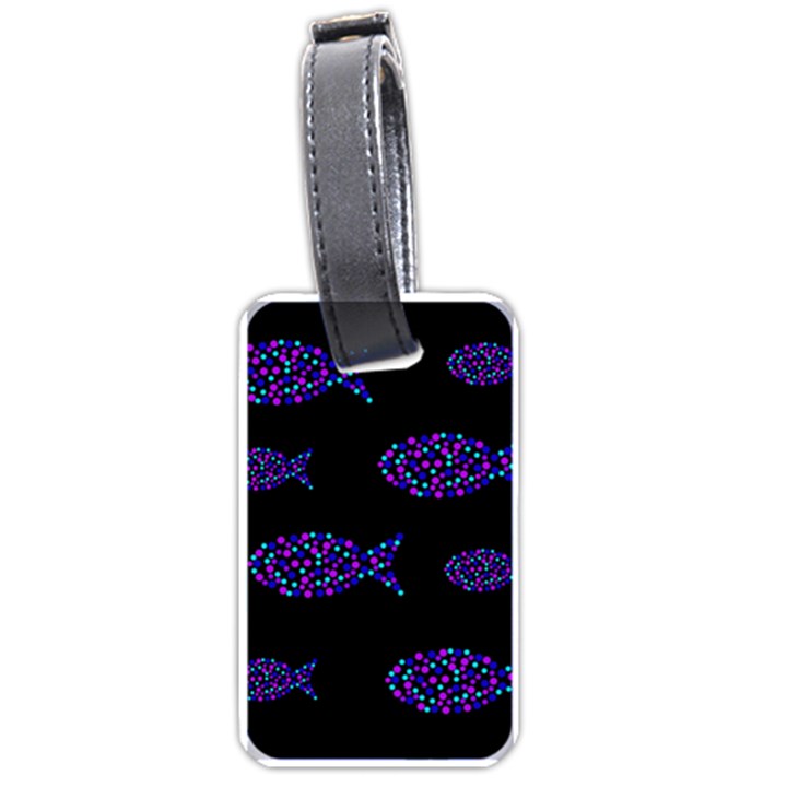 Purple fishes pattern Luggage Tags (One Side) 