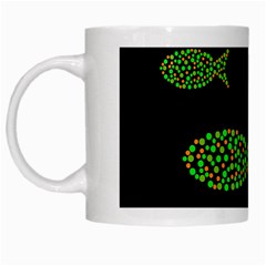 Green Fishes Pattern White Mugs by Valentinaart