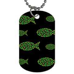 Green Fishes Pattern Dog Tag (two Sides)