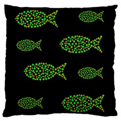Green Fishes Pattern Standard Flano Cushion Case (one Side) by Valentinaart